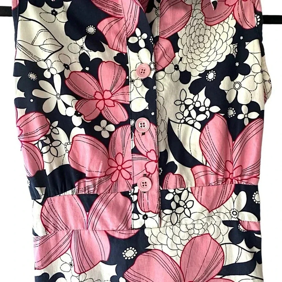 STONE FLOWER NWOT SLEEVELESS SMOCKED FLORAL FIT & FLARE DRESS PINK BLUE | SMALL - Picture 6 of 10